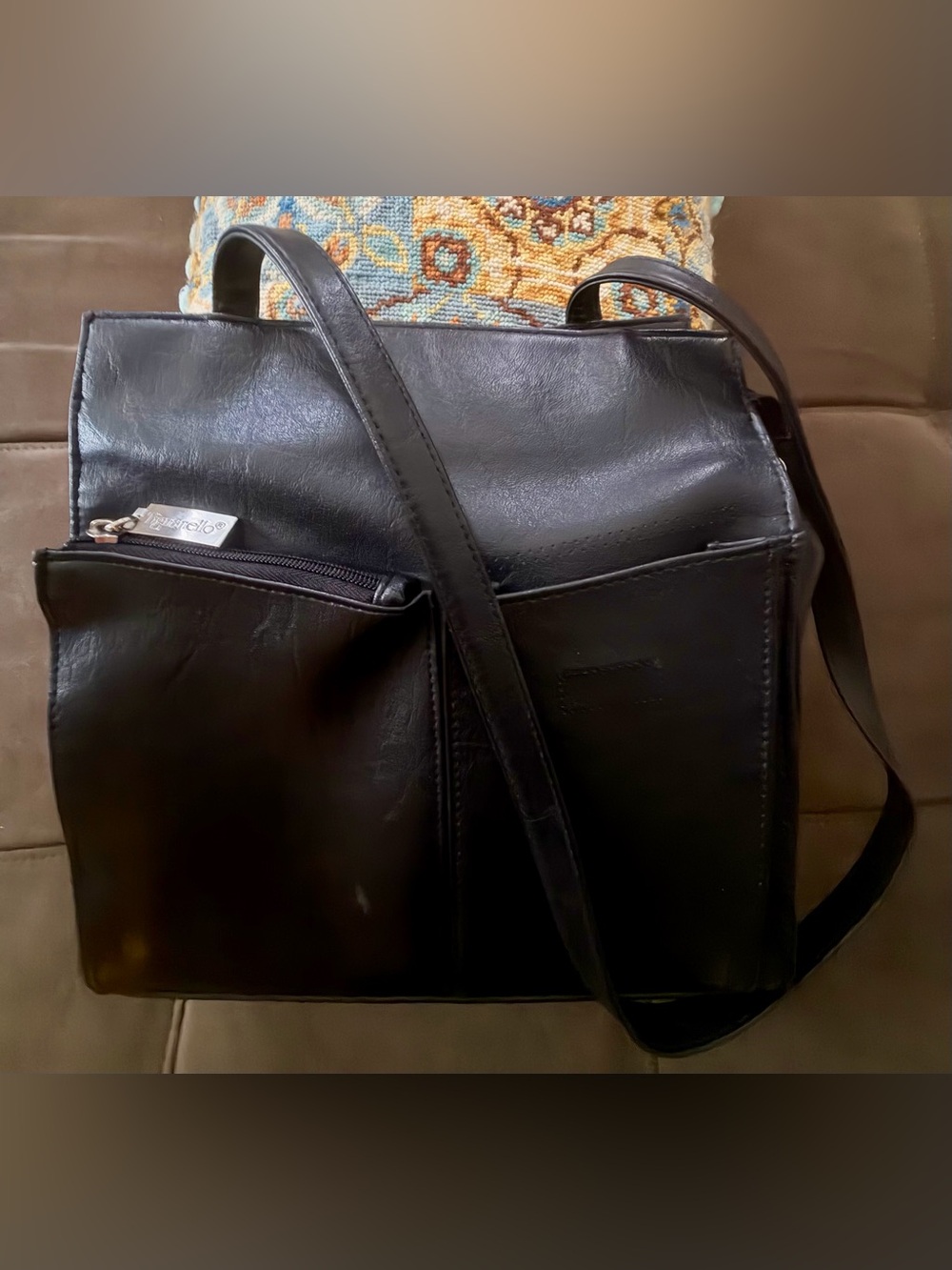 Vintage Tignanello Black Leather Shoulder Bag